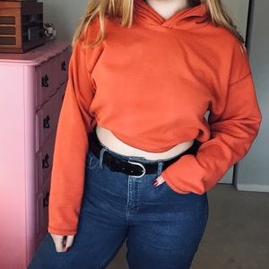 burnt orange cropped hoodie